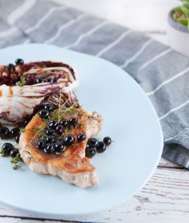 Pork Cutlets with Radicchio and Blueberries