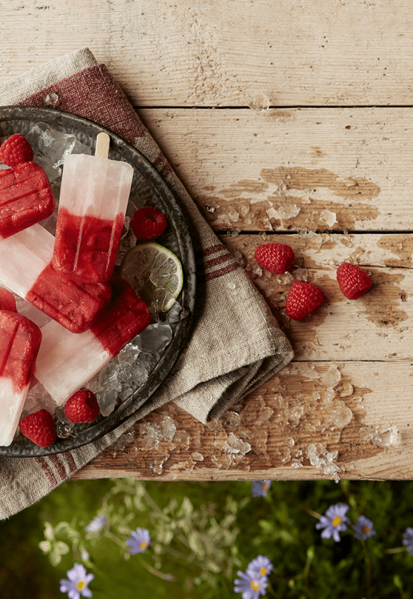Raspberry and Strawberry Lemonade Ice Blocks