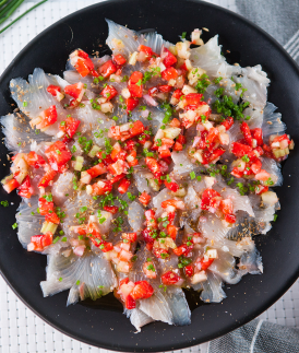 Kingfish Cru with Strawberry Salsa