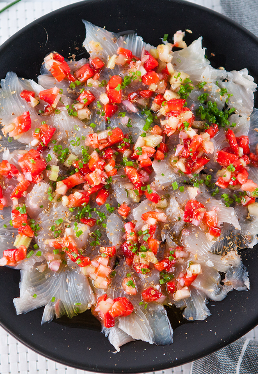 Kingfish Cru with Strawberry Salsa
