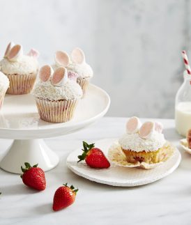 Strawberry & White Chocolate Bunny Cupcakes