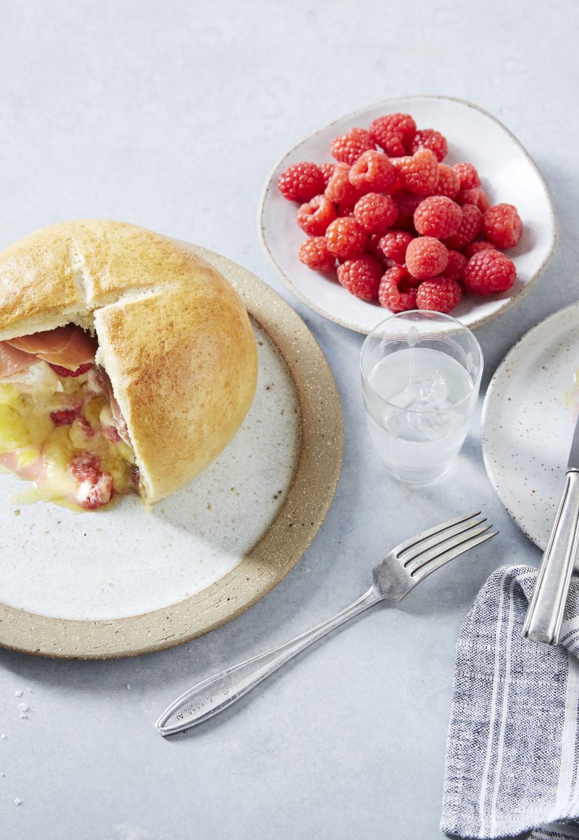 Brie, Raspberry & Prosciutto Stuffed Bread