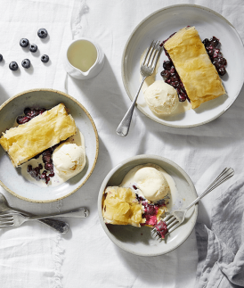 Blueberry Apple and Walnut Strudel