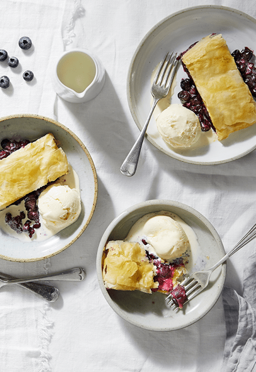 Blueberry Apple and Walnut Strudel