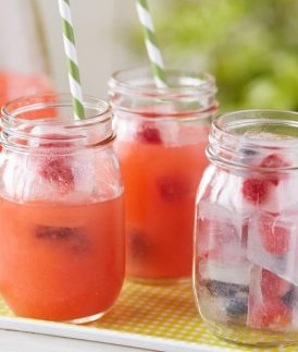 Strawberry Lemonade with Berry Ice Cubes