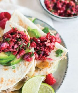 Pork Quesadillas with Raspberry Salsa