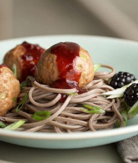 Asian Meatballs with Blackberry Sauce