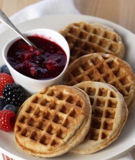 Almond Waffles with Berry Compote