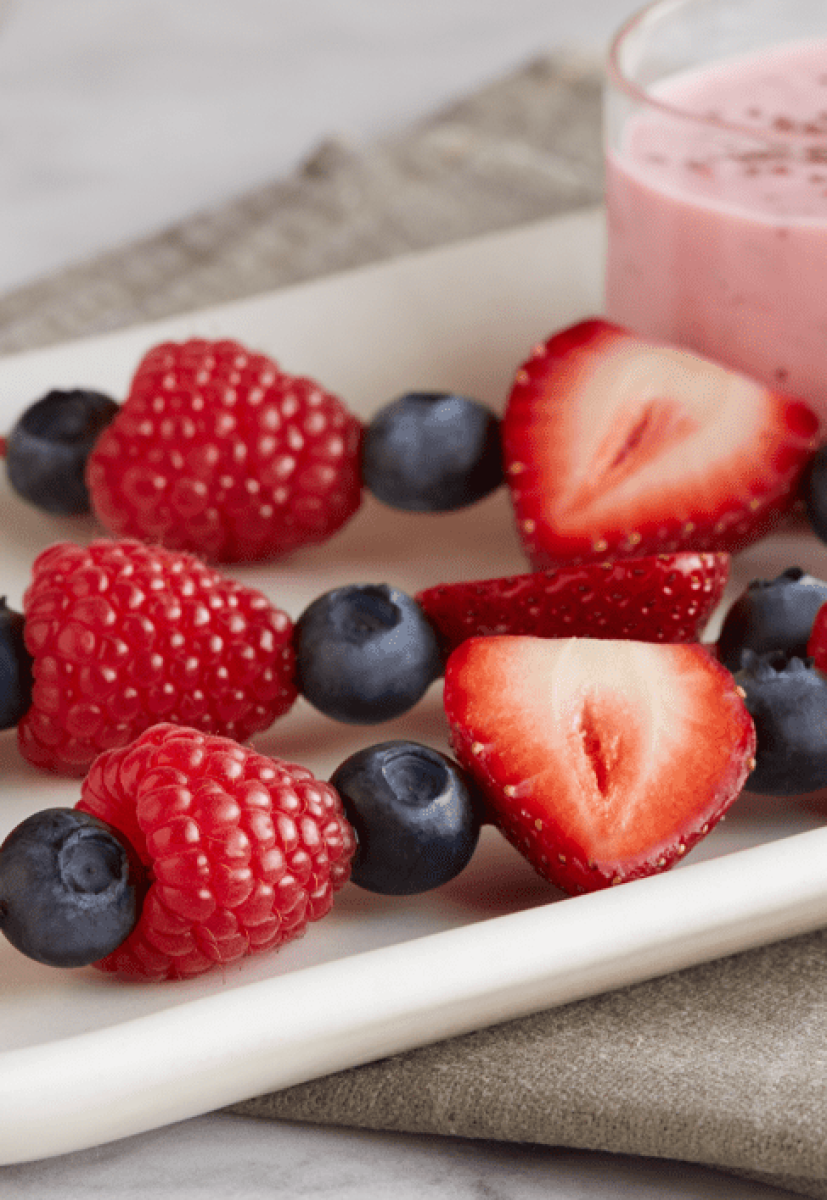 Berry Skewers with Chia Seed Dip
