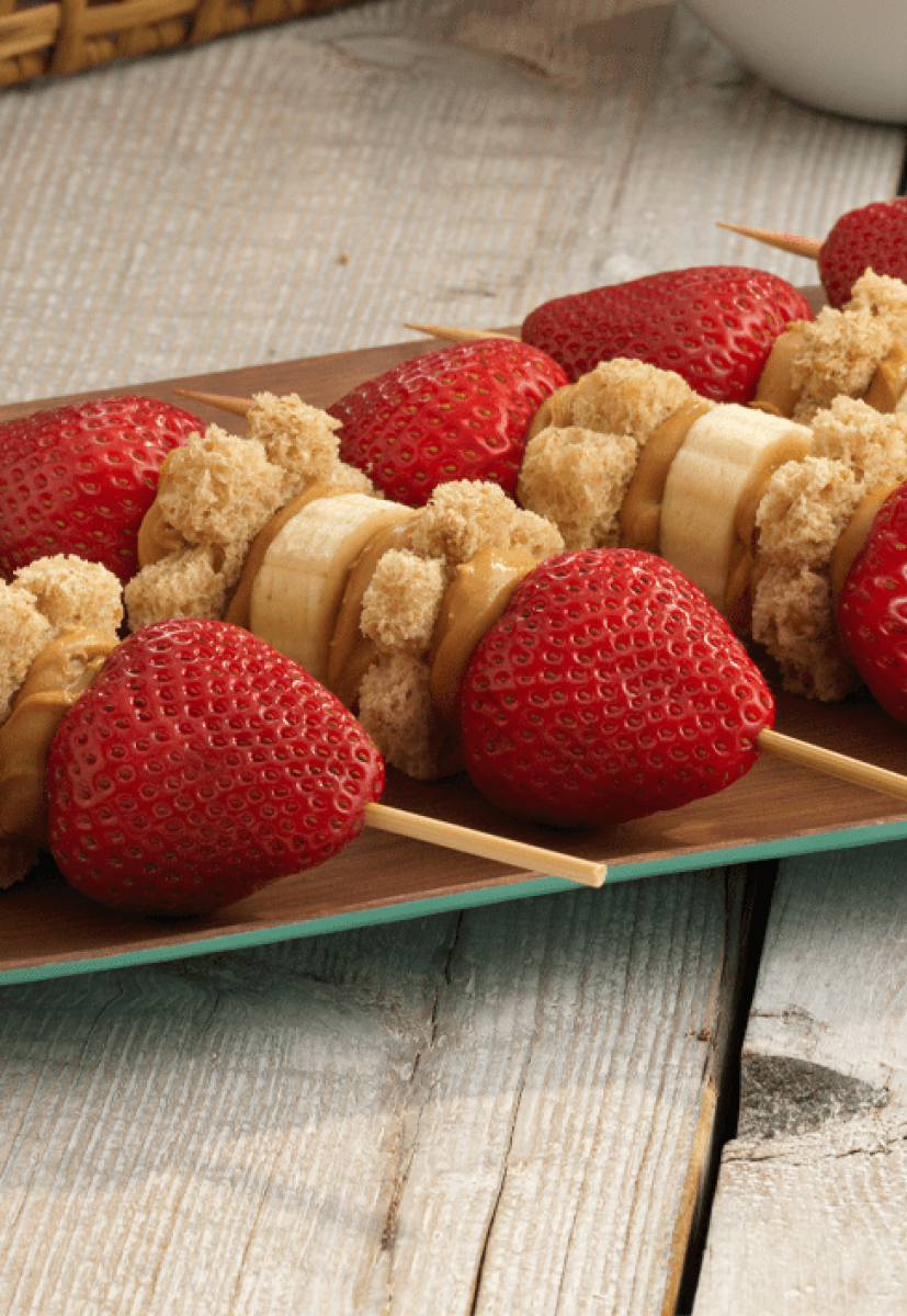 Strawberry and Nut Butter Skewers