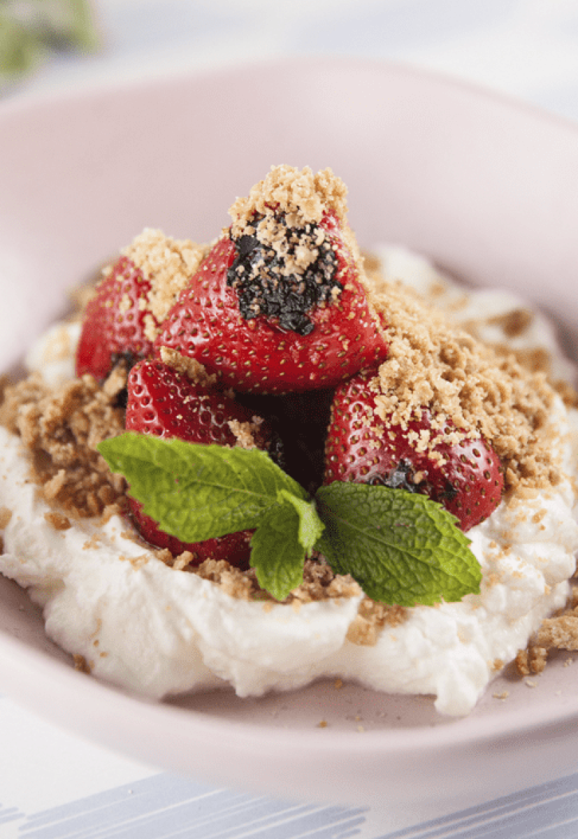 Chargrilled Strawberries & Buckwheat Crumble