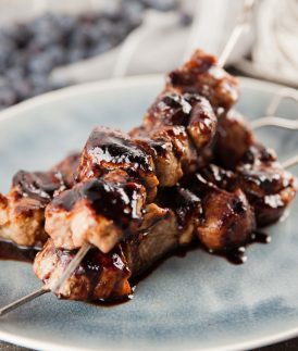 Blueberry Teriyaki Pork Skewers