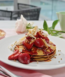 Buckwheat Pancakes with Balsamic Roasted Strawberries