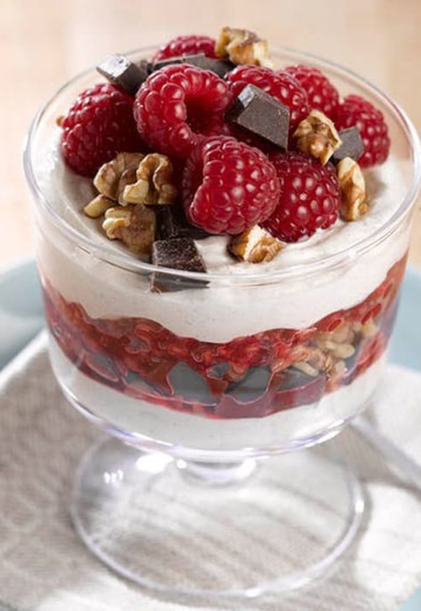 Raspberries & Dark Choc Yoghurt Parfait