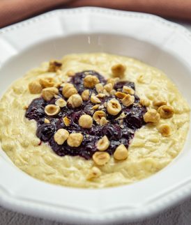 Warm Blueberry Rice Pudding