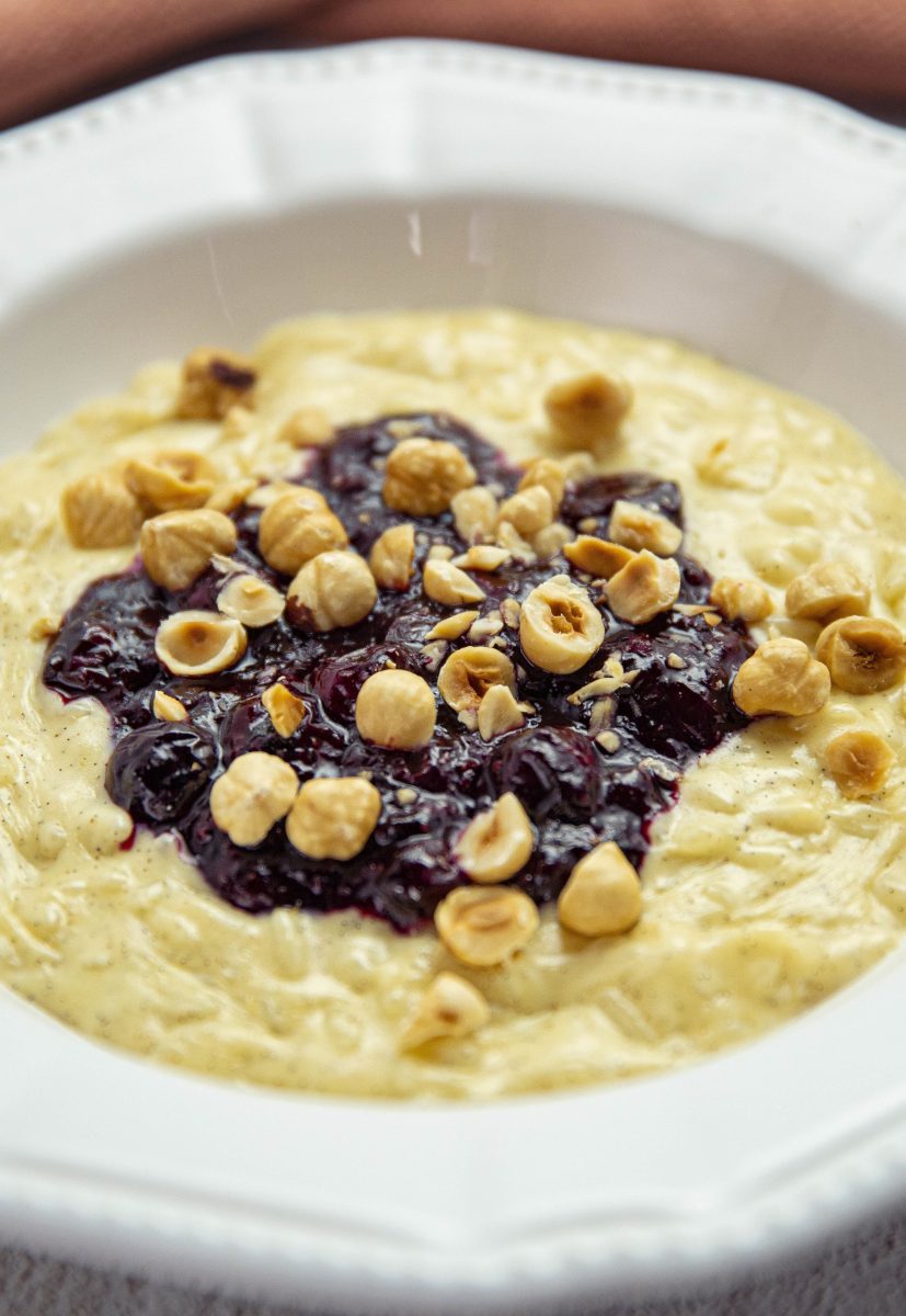 Warm Blueberry Rice Pudding