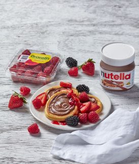 Ricotta Pancakes with Nutella® and Driscoll’s® Raspberry Coulis