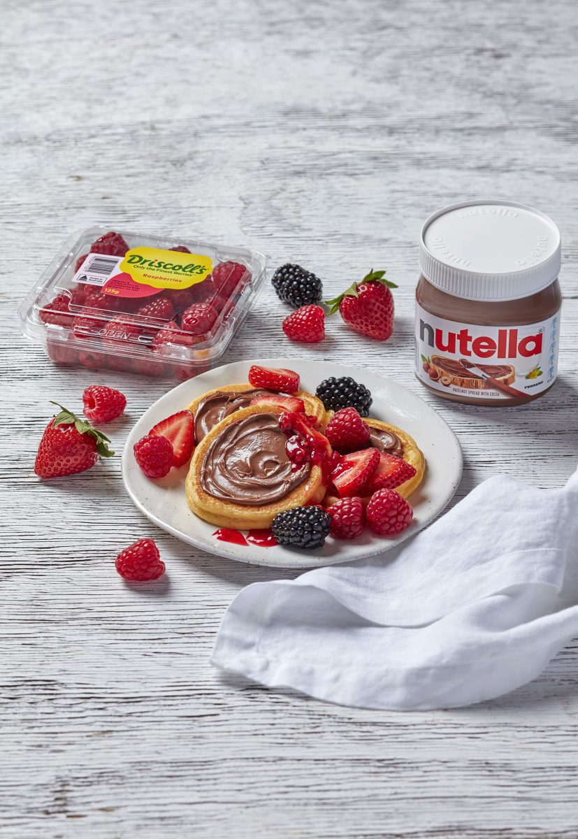 Ricotta Pancakes with Nutella® and Driscoll’s® Raspberry Coulis