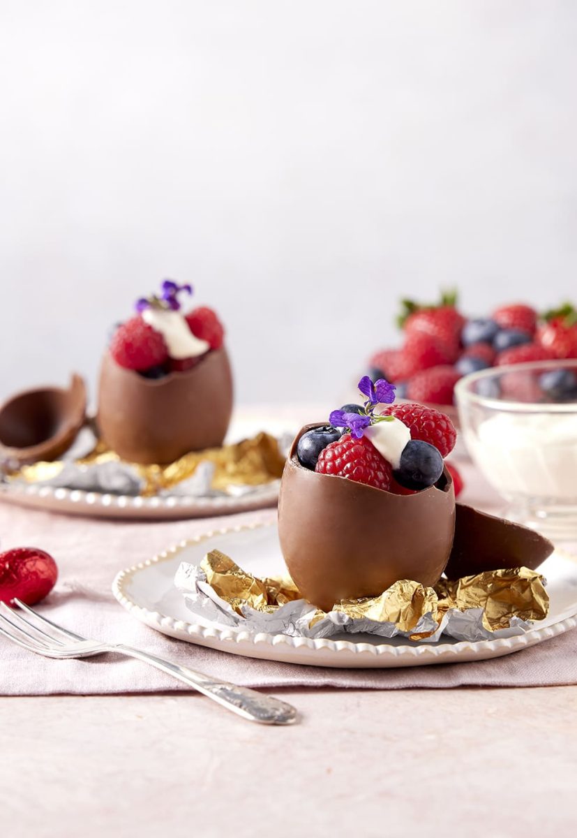 Berry-filled Easter Eggs with Cream