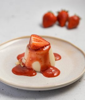 Almond Panna Cotta with Strawberry Sauce