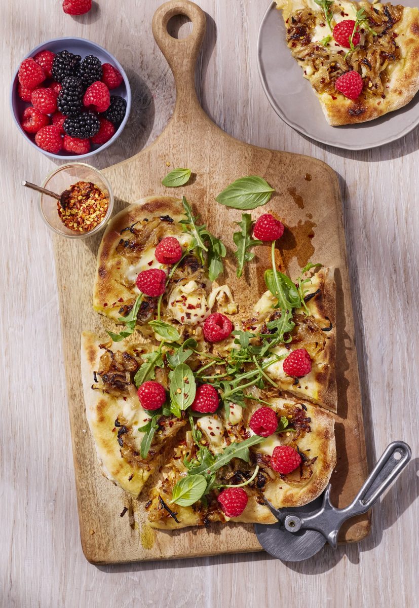 Caramelised Onion & Raspberry Pizza
